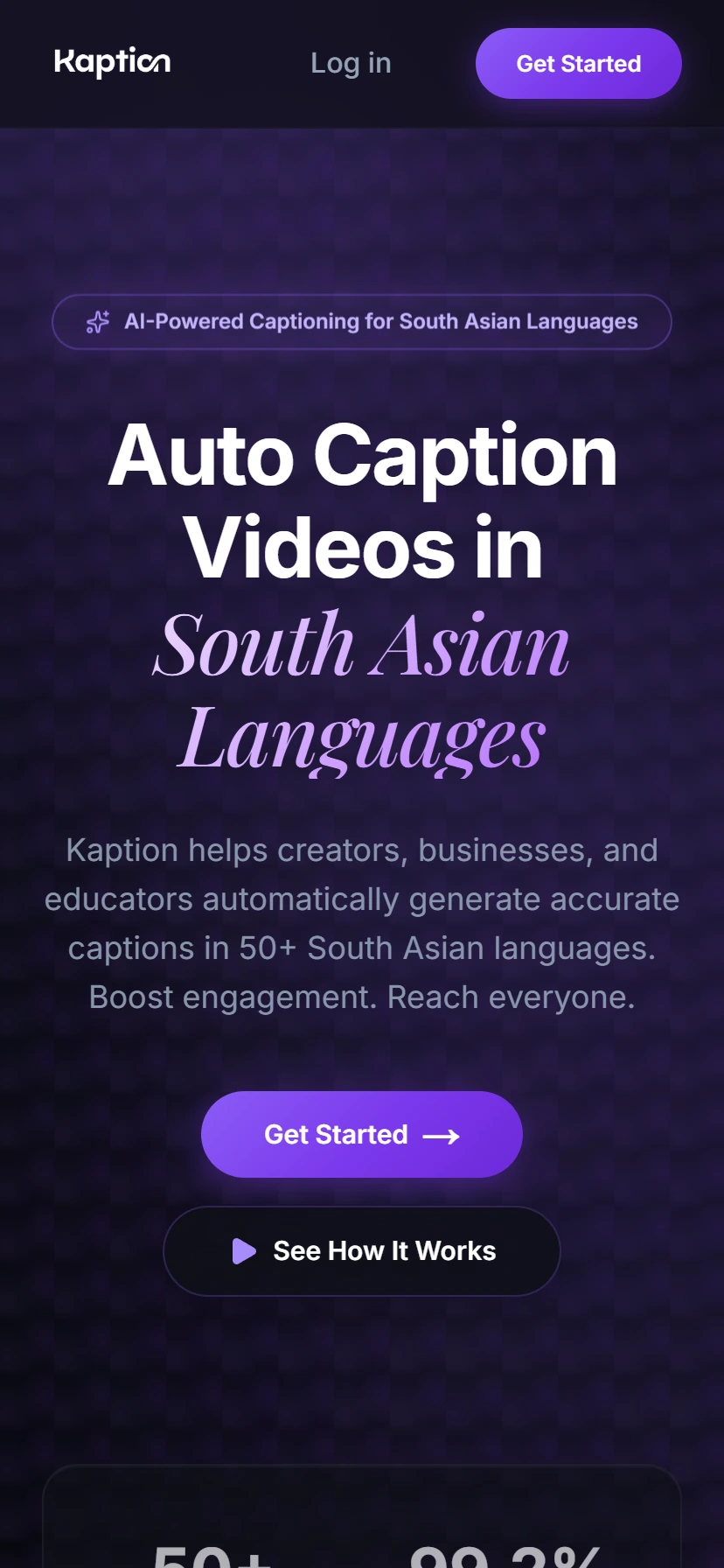 Kaption mobile interface